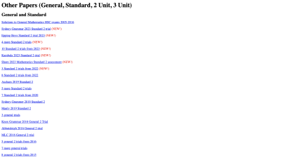 Screenshot of Past Papers: Other Papers (General, Standard, 2 Unit, 3 Unit)