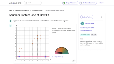 Screenshot of Sprinkler System Line of Best Fit