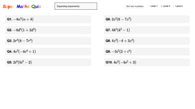 Screenshot of Super Maths Quiz