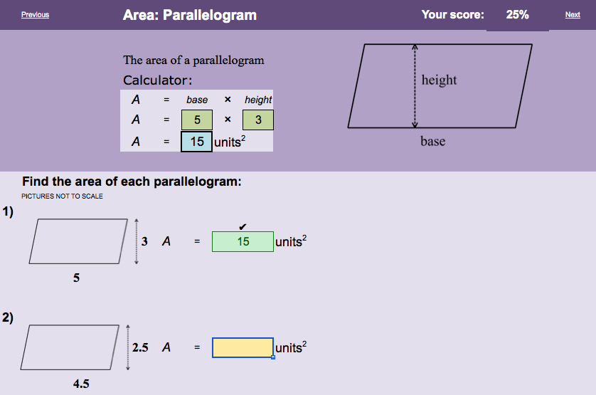 Area - electronic worksheet - MathsFaculty