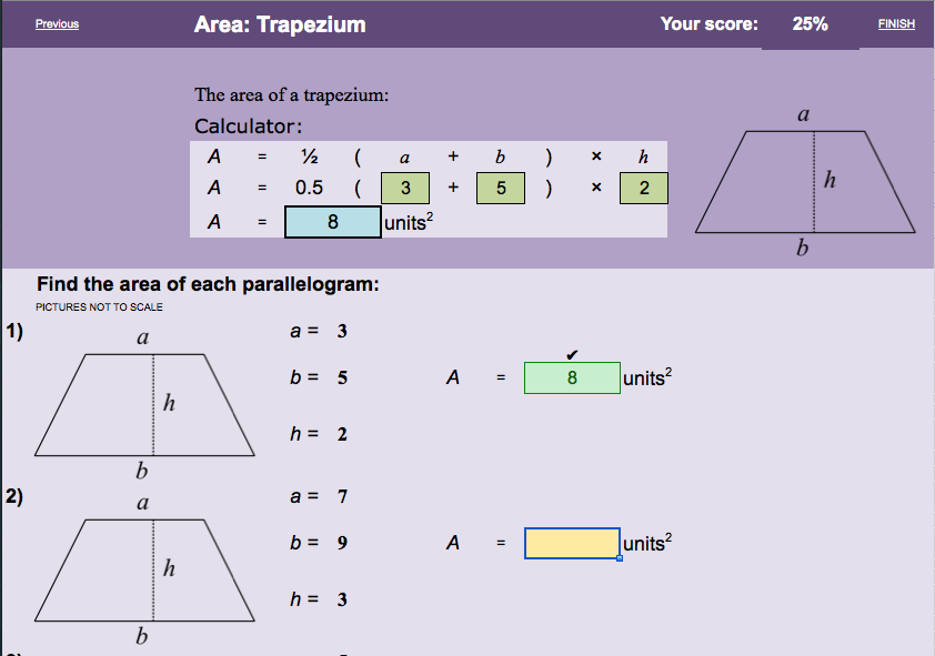Area electronic worksheet MathsFaculty