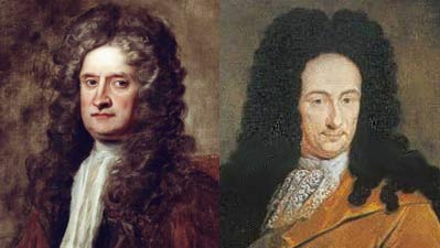 Portraits of Newton and Leibniz