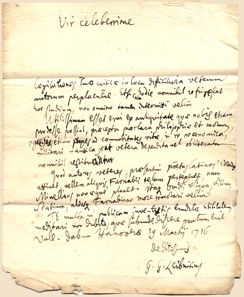 Image of letter written by Leibniz