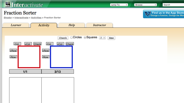 Screenshot of Fraction Sorter