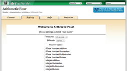 Screenshot of Arithmetic Four