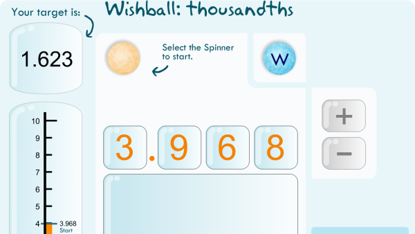 Screenshot of Wishball challenge: thousandths
