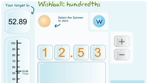 Screenshot of Wishball: hundredths