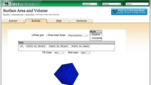 Screenshot of Interactivate: Surface Area and Volume