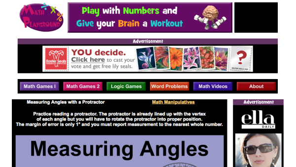 Screenshot of Measuring Angles with a Protractor