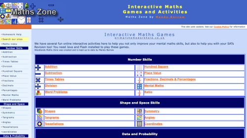 Screenshot of Woodlands Maths Skills