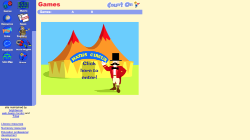 Screenshot of Maths Circus