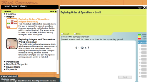 Screenshot of Order of Operations - Use It and Explore It