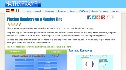 Screenshot of Placing numbers on a number line