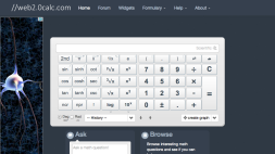 Screenshot of Web 2.0 Scientific Calculator
