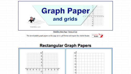 Screenshot of Graph Paper and grids (MathBits.com)
