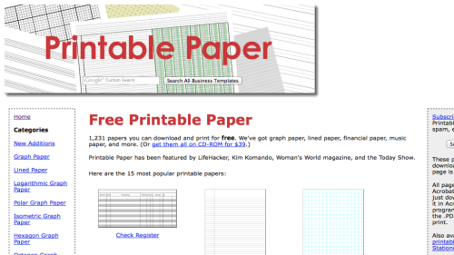 Screenshot of Printable Paper