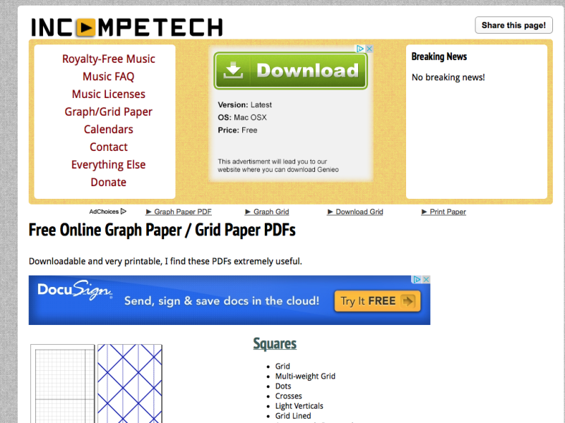 incompetech - Free Online Graph Paper - MathsLinks