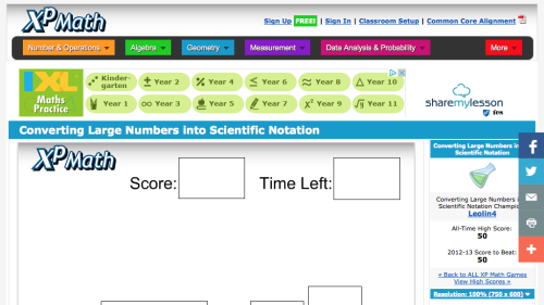 Screenshot of Converting Large Numbers into Scientific Notation