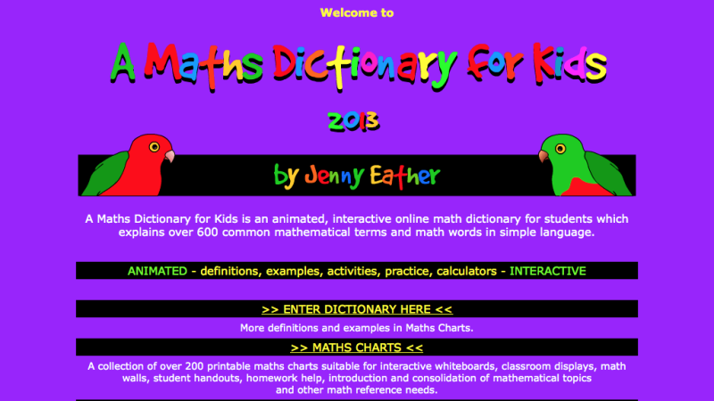 Screenshot of A Maths Dictionary for Kids