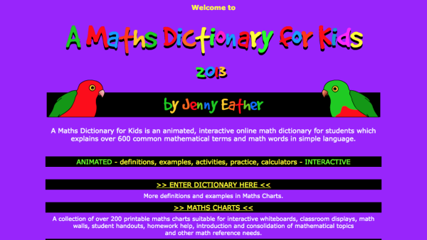 Screenshot of A Maths Dictionary for Kids