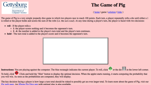 Screenshot of The Game of Pig