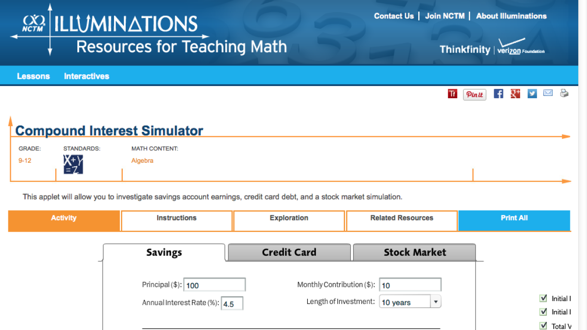 Screenshot of Compound Interest Simulator