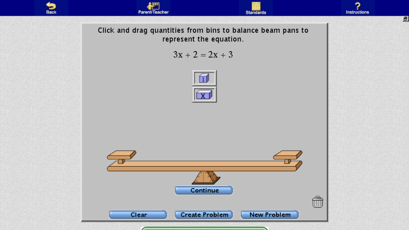 Screenshot of Algebra Balance Scales