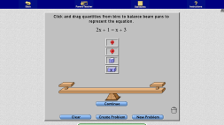 Screenshot of Algebra Balance Scales - Negatives