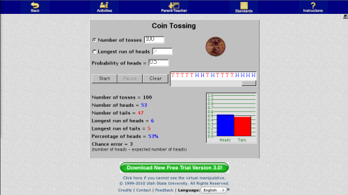 Screenshot of Coin Tossing