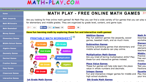 Screenshot of Math Play