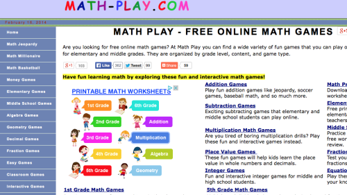 Screenshot of Math Play