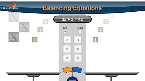 Screenshot of Balancing Equations