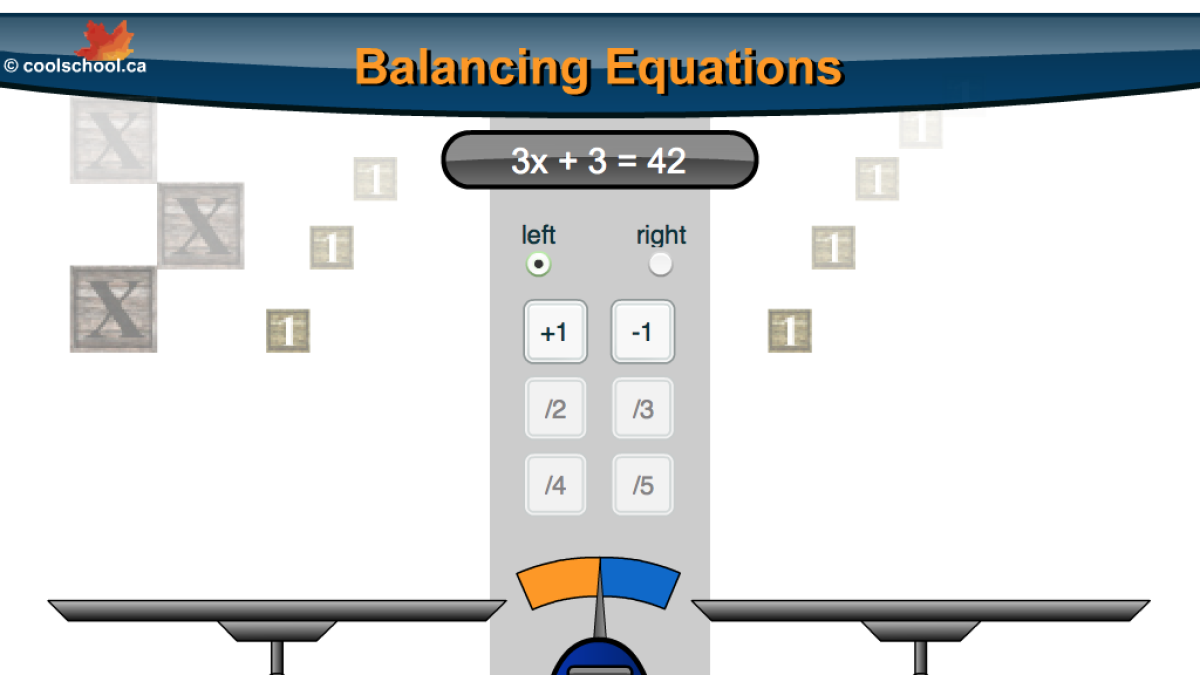Screenshot of Balancing Equations