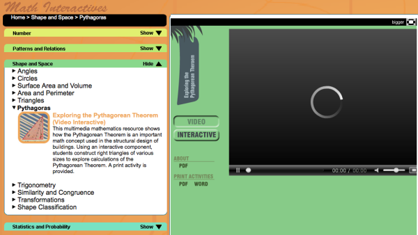 Screenshot of Exploring the Pythagorean Theorem
