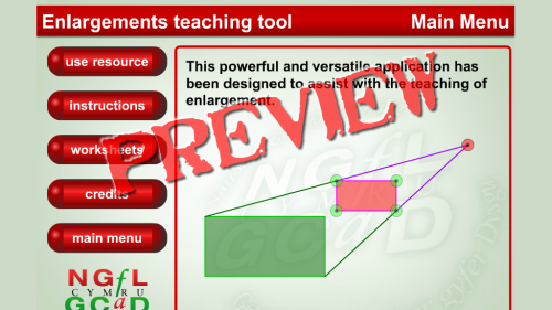 Screenshot of Enlargements teaching tool