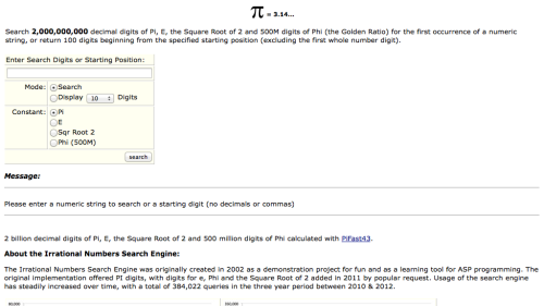 Screenshot of Pi Search