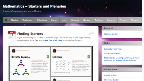 Screenshot of Mathematics Starters