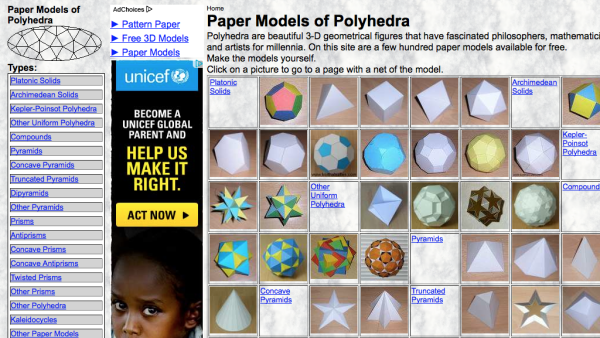 Screenshot of Paper Models of Polyhedra