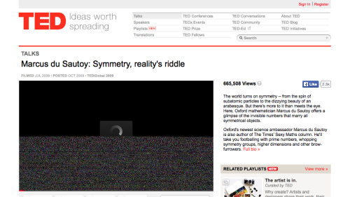 Screenshot of Marcus du Sautoy on Symmetry