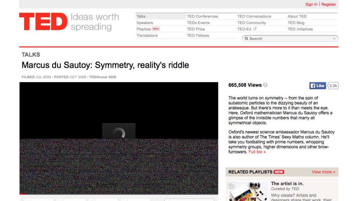 Screenshot of Marcus du Sautoy on Symmetry