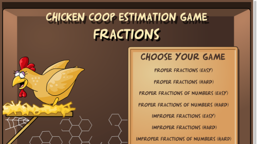 Screenshot of Chicken Coop Estimation Game - Fractions