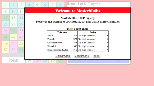 Screenshot of Mastermaths