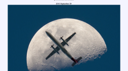 Screenshot of Airplane infront of the moon