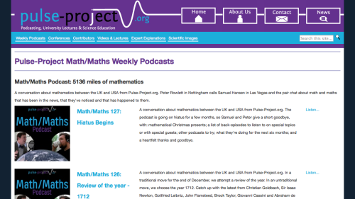 Screenshot of Pulse-Project Math/Maths Weekly Podcasts