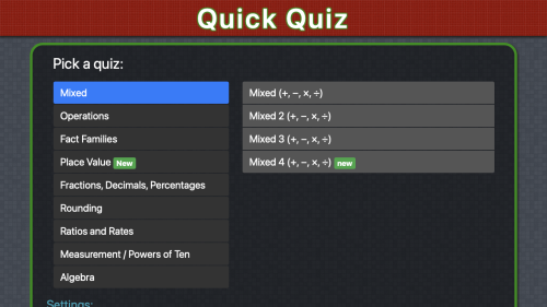 Screenshot of Quick Quiz