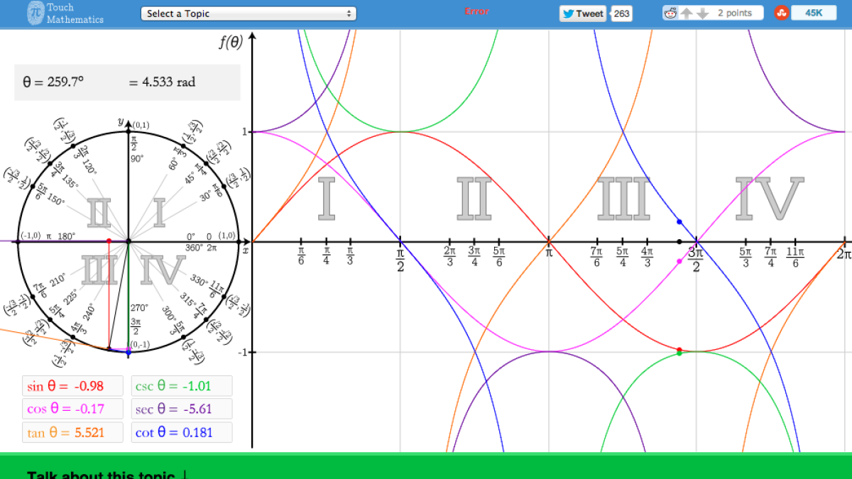 Screenshot of Touch Mathematics - Trigonometry