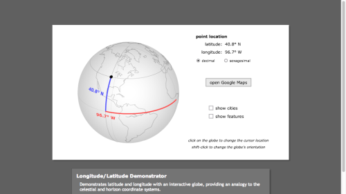 Screenshot of Latitude and Longitude