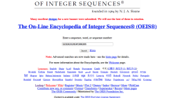 Screenshot of The On-Line Encyclopedia of Integer Sequences