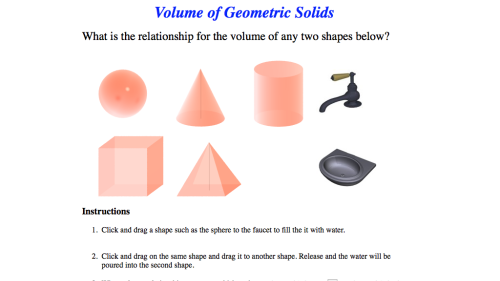 Screenshot of Volume of Geometric Solids