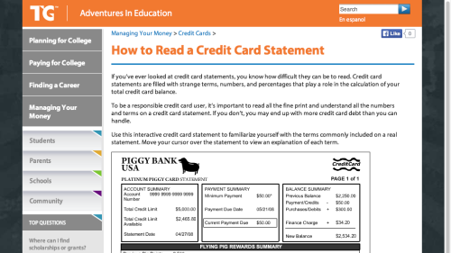 Screenshot of Reading a Credit Card Statement